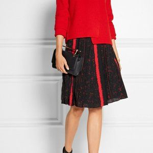 NWOT  Proenza Schouler flowy pleated black & red striped silk skirt, lined 4